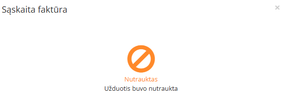 Nutrauktos generuojamos sąskaitos langas
